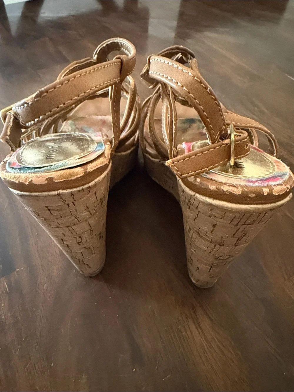 Madden Girl Tan Strappy Wedge Sandals